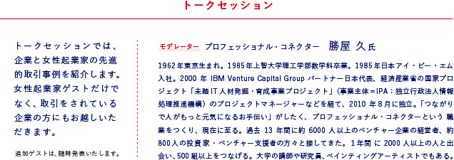 トークセッションモデレーター 勝屋久氏 /  ゲスト  軒先.com 株式会社　西浦明子氏 