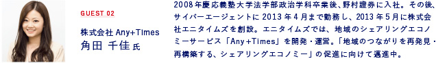 ゲスト  株式会社Any+times 角田千佳氏